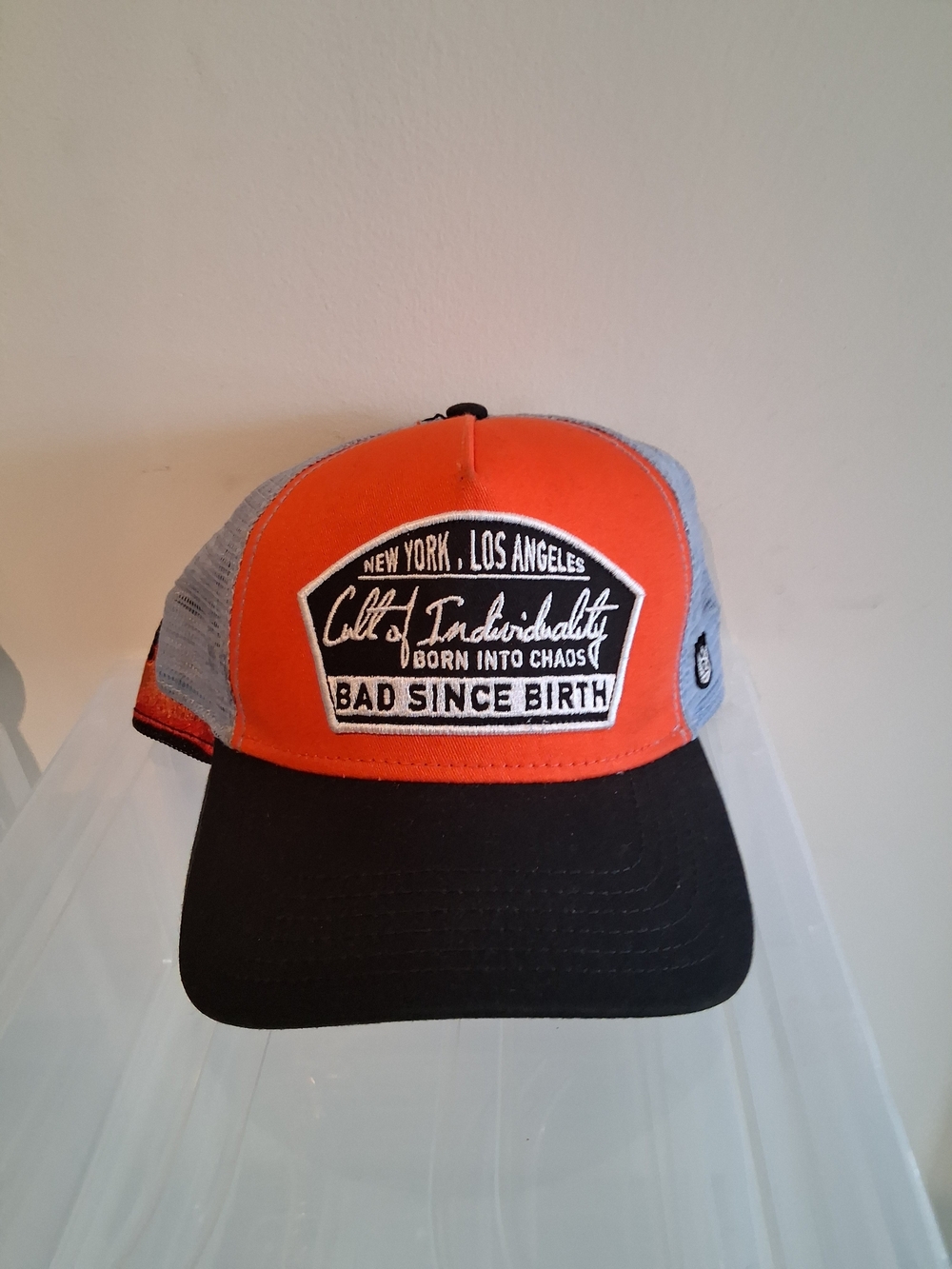 Cult of Individuality Orange, Black & Gray Mesh Trucker Hat!
